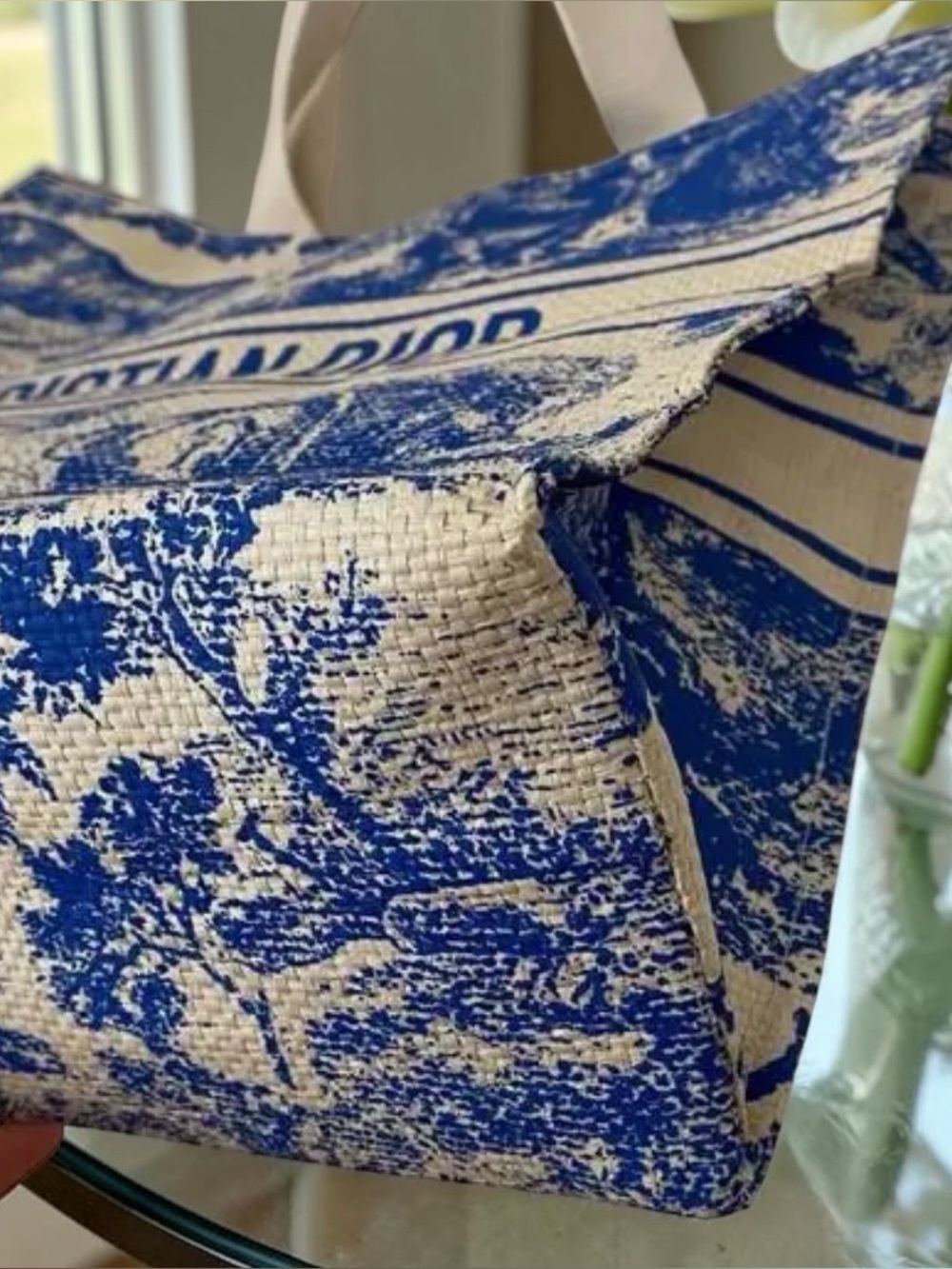 NEW Christian Dior Blue Toile De Jouy Print Tote - Picture 4 of 5